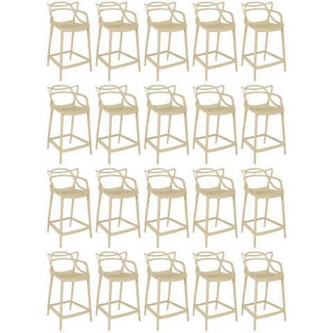 Kit 20 Banquetas Média Allegra 66cm Design Cozinha/bancada - Nude