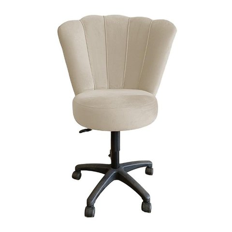Cadeira Mocho para Estética Escritório Veludo Bege - Lm Decor