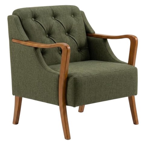 Poltrona Decorativa Capitone Siena Pes Madeira Linho Color Trend Tca 307 Moll