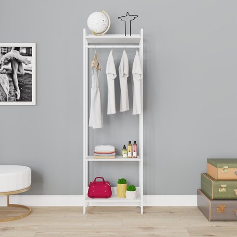 Estante Closet Arara 187x60cm 3 Prateleiras Active Yescasa Branco/Chess