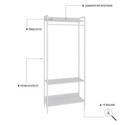 Estante Closet Arara 187x80cm 3 Prateleiras Active Yescasa - 5