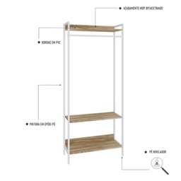 Estante Closet Arara 187x80cm 3 Prateleiras Active Yescasa - 5