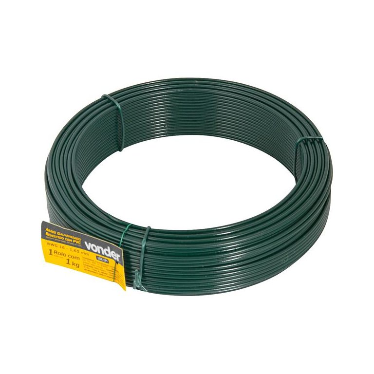 Arame Revestido PVC com 01kg Verde BWG16 - Vonder