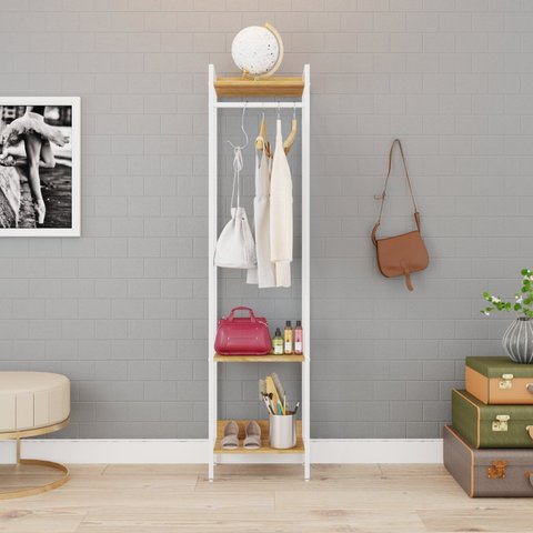 Estante Closet Arara 187x45cm 3 Prateleiras Active Yescasa Marrom/Lâmina Mel/Branca