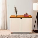 Ver imagem 1 de Armário Multiuso 2 Portas Tampo em Madeira Maciça 100cm Ananda CabeCasa MadeiraOriginals Off White/Mel