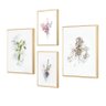 Kit 4 Quadros Decorativos Mninimalista Floral Rosa Quarto Elegante - 1