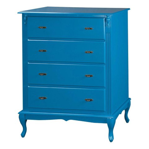 Cômoda Luiz Xv 4 Gavetas 1030 Laca Azul