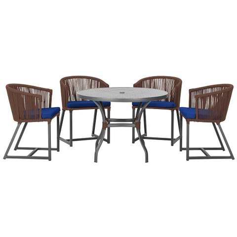 Mesa com 4 Cadeiras e Noronha Estofado 10 Trama Original Marrom