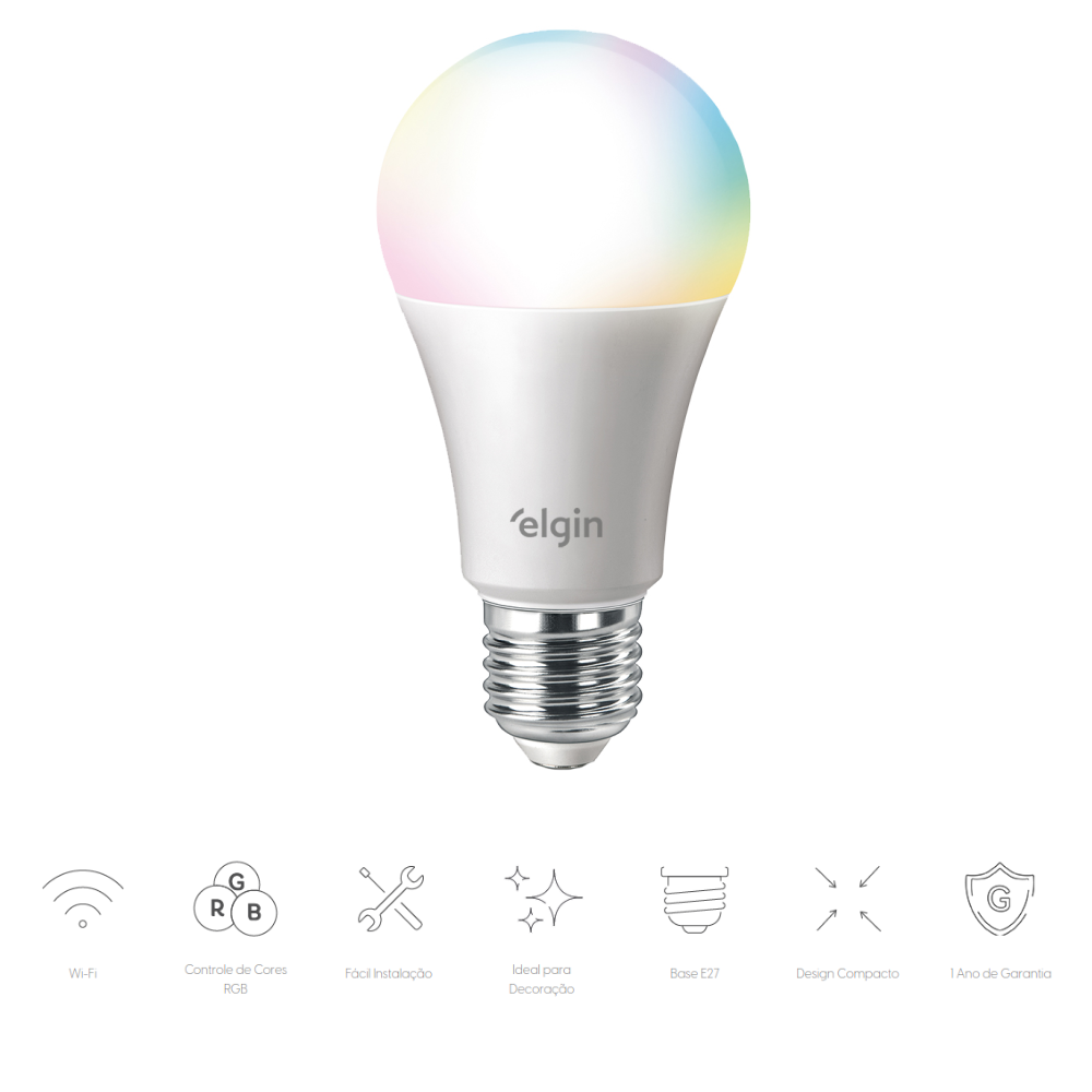 Lâmpada Inteligente Wi-Fi Smart Elgin:Led 15W Color - 2