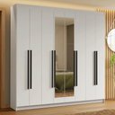 Ver imagem 1 de Guarda-roupa Casal 8 Portas Batentes com Espelho Saturno Madesa Branco/preto