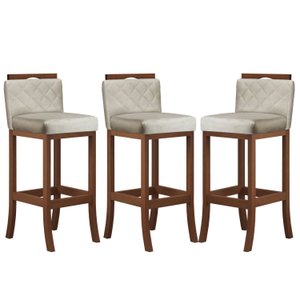 Kit com 3 Banquetas Média com Matelassê