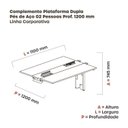 Ver imagem 3 de Complemento de Mesa Plataforma para Coworking para 2 Pessoas 110x120 110cm Industrial Cinza