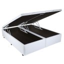 Ver imagem 4 de Cama Box Baú Casal 138x188cm, Base Bipartida Reforçada, Corino Branco, Montagem Não Necessária