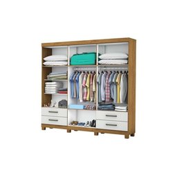 Guarda Roupa Casal com Espelho 6 Portas e 4 Gavetas Hercules – Freijó/off White - 2