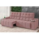 Ver imagem 1 de Sofá Connect Premium 2,30m Assento Retrátil/reclinável com Porta Copos e Entrada Usb Suede Nude