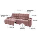 Ver imagem 4 de Sofá Connect Premium 2,30m Assento Retrátil/reclinável com Porta Copos e Entrada Usb Suede Nude