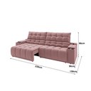 Ver imagem 3 de Sofá Connect Premium 2,30m Assento Retrátil/reclinável com Porta Copos e Entrada Usb Suede Nude