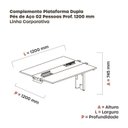 Ver imagem 3 de Complemento de Mesa Plataforma para Coworking para 2 Pessoas 120x120 120cm Industrial Branco e Preto
