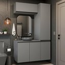 Ver imagem 1 de Conjunto Gabinete Suspenso para Banheiro 120cm 5 Portas Cinza Nice Madesa 02