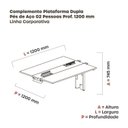 Ver imagem 3 de Complemento de Mesa Plataforma para Coworking para 2 Pessoas 120x120 120cm Industrial Cinza e Preto