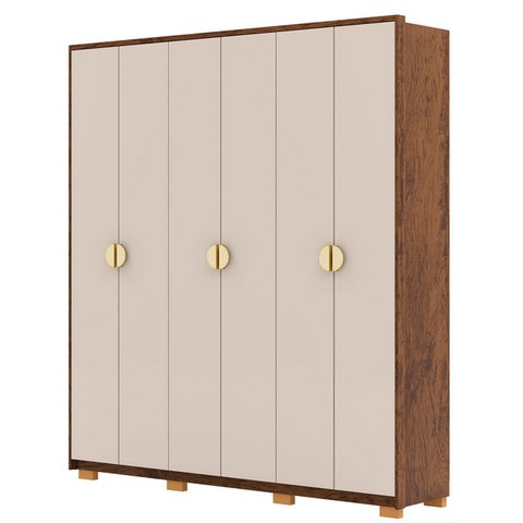 Guarda Roupa Casal 203cm com 6 Portas Leo Imbuia/fendi V02 - Mpozenato