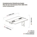 Ver imagem 3 de Complemento de Mesa Plataforma para Coworking para 2 Pessoas 140x120 140cm Industrial Nogueira Casablanca e Preto Bege