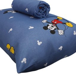 Jogo de Lençol 2 e 3 Peças Portallar Disney Mickey Circle Azul Solteiro - 5