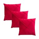 Ver imagem 1 de Kit 3 Capas para Almofada Drapeada Veludo Quadrada Várias Cores Cor:vermelho