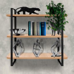 Prateleira Tripla Nicho Hone Modelo Industrial Decoração Casa 60x15 Preta/Jade - 2