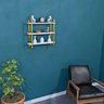 Prateleira Tripla Nicho Hone Modelo Industrial Decoração Casa 60x15 Preta/jade - 2
