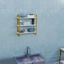 Ver mais imagens de Prateleira Tripla Nicho Hone Modelo Industrial Decoração Casa 60x15 Preta/jade