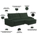 Ver imagem 4 de Sofá Retrátil Reclinável para Sala de Estar Living 250cm Ártico F04 Veludo Verde - Lyam Decor
