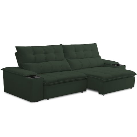 Sofá Retrátil Reclinável para Sala de Estar Living 250cm Ártico F04 Veludo Verde - Lyam Decor