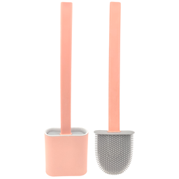Escova de Silicone Limpador Vaso Sanitário Privada Base Suporte para Banheiro Rosa - 6
