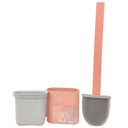 Escova de Silicone Limpador Vaso Sanitário Privada Base Suporte para Banheiro Rosa - 8