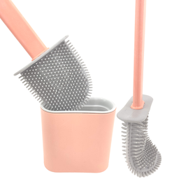 Escova de Silicone Limpador Vaso Sanitário Privada Base Suporte para Banheiro Rosa - 4