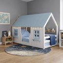 Ver imagem 1 de Cama Montessoriano Casinha Encantada Madeira Maciça Branco/ Azul | Housin