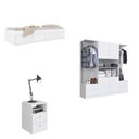 Ver imagem 4 de Quarto Juvenil com Cama Guarda Roupas e Mesa de Cabeceira 80 Tókio Branco