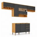 Ver imagem 2 de Cozinha Modulada Compacta 4 Peças 8 Portas MDF 280cm Itália Espresso Móveis