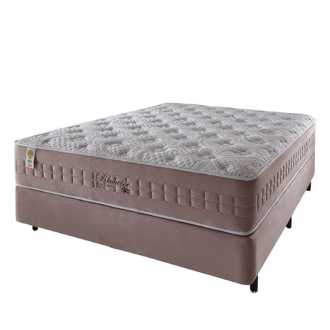 Conjunto Cama Box + Colchão Casal Richesse Molas Ensacadas 138x188x70cm Rosa - Megasul