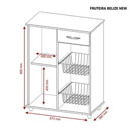 Fruteira Multiuso 1 Porta 1 Gaveta 2 Cestas Belize - 3