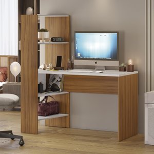 Mesa Office Escrivaninha com Torre e Prateleiras Nt 2105