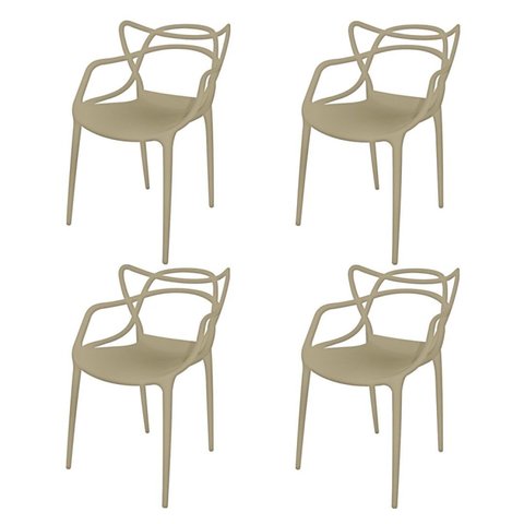 Conjunto com 4 Cadeiras para Sala de Jantar Allegra Bege/Fendi