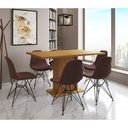 Ver imagem 1 de Mesa Jantar Londres Retangular Canela 137x90cm 6 Cadeiras Estofadas Caramelo Ferro Preto