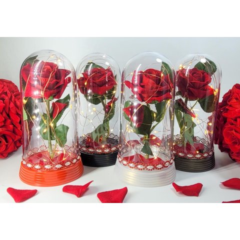Luminária a Rosa Encantada com Aplique a Bela e a Fera Amor Lindo Preto