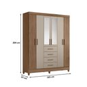 Ver imagem 2 de Guarda Roupa Roupeiro Aruba 6 Portas 4 Gavetas com Espelho Carvalho Fendi Moval