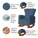Ver imagem 4 de Poltrona Amamentação Balanço Quarto Descanso Grécia Linho Linho Azul