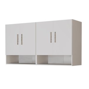 Armário Multiuso Suspenso 4 Portas Branco Moderno