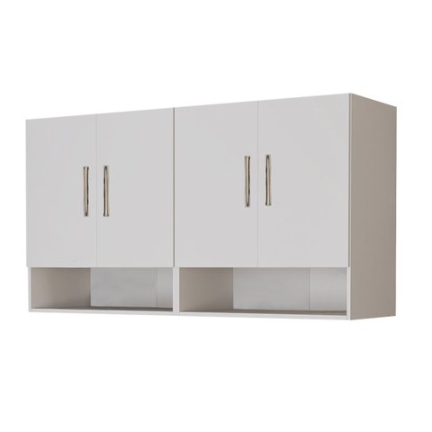 Armário Multiuso Suspenso 4 Portas Branco Moderno