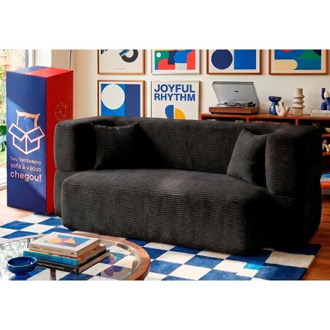 Sofá Cama Nômade 1,88m Xpand Tech Tecido Velourê Preto Cama Inbox